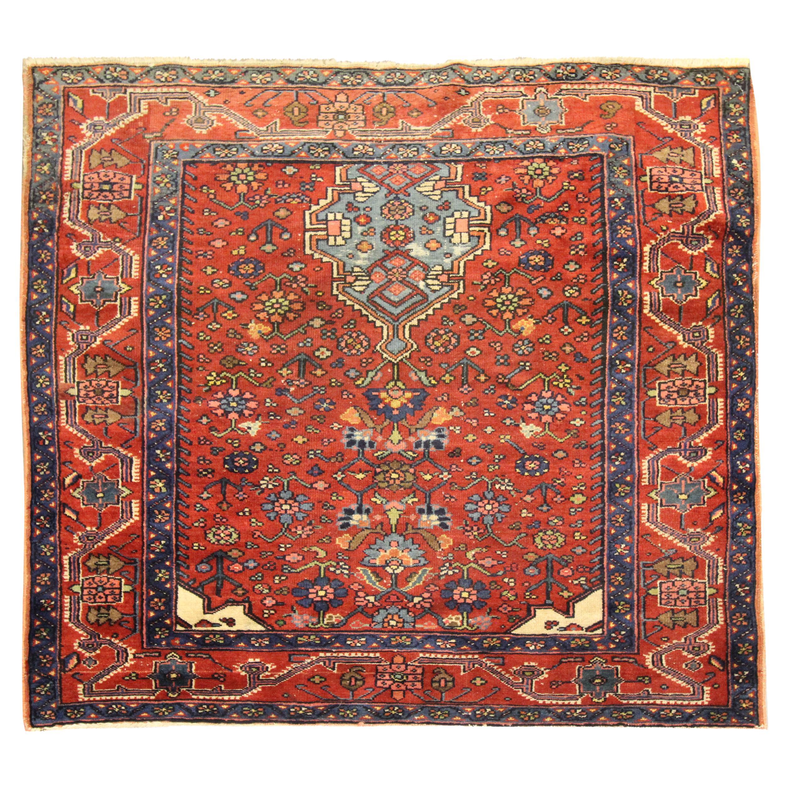 Traditional Oriental Rug Rust Antique Rug Handwoven Wool Carpet For Sale