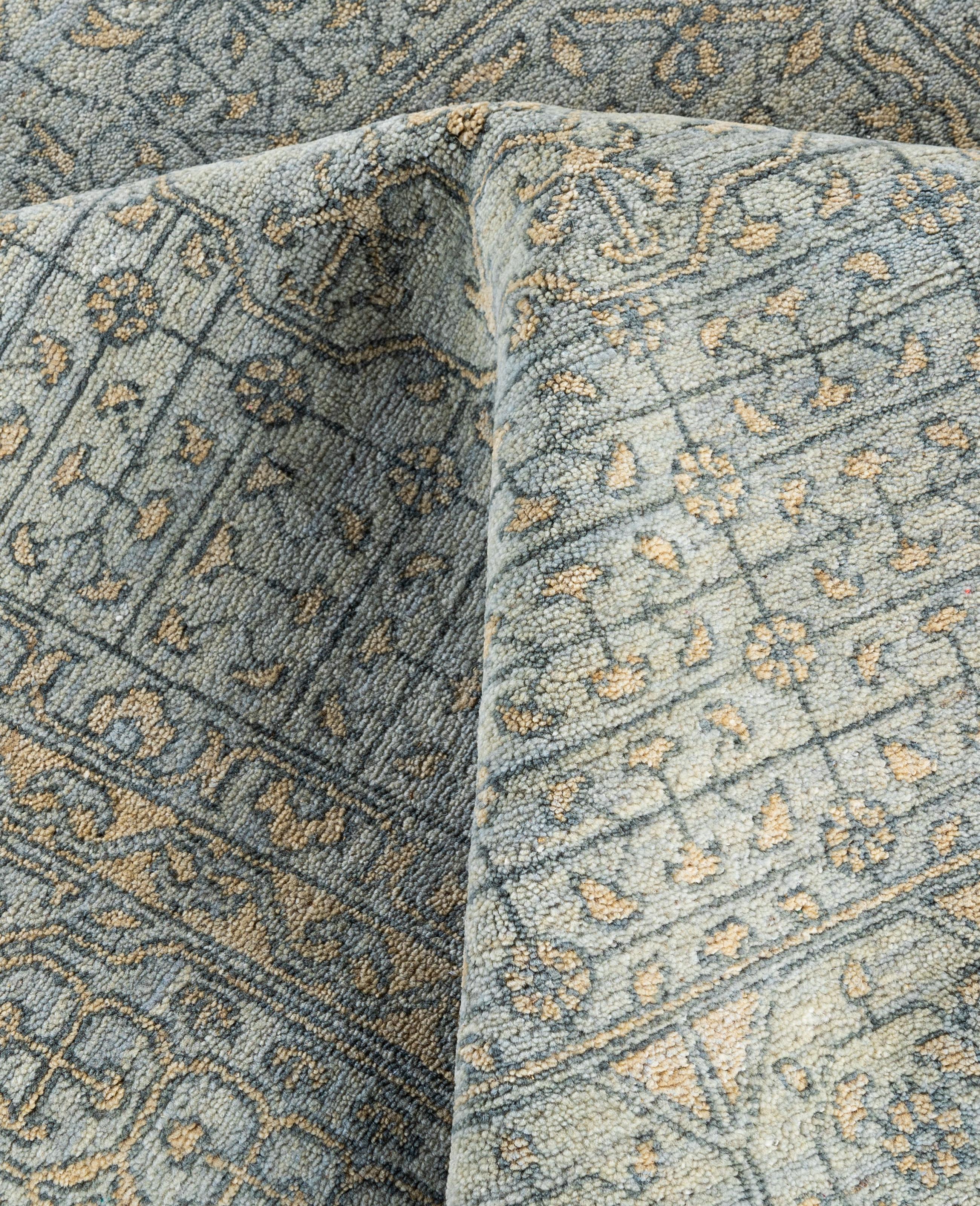 Traditional Oriental Wool Hand Knotted Gray Area Rug 8' 1