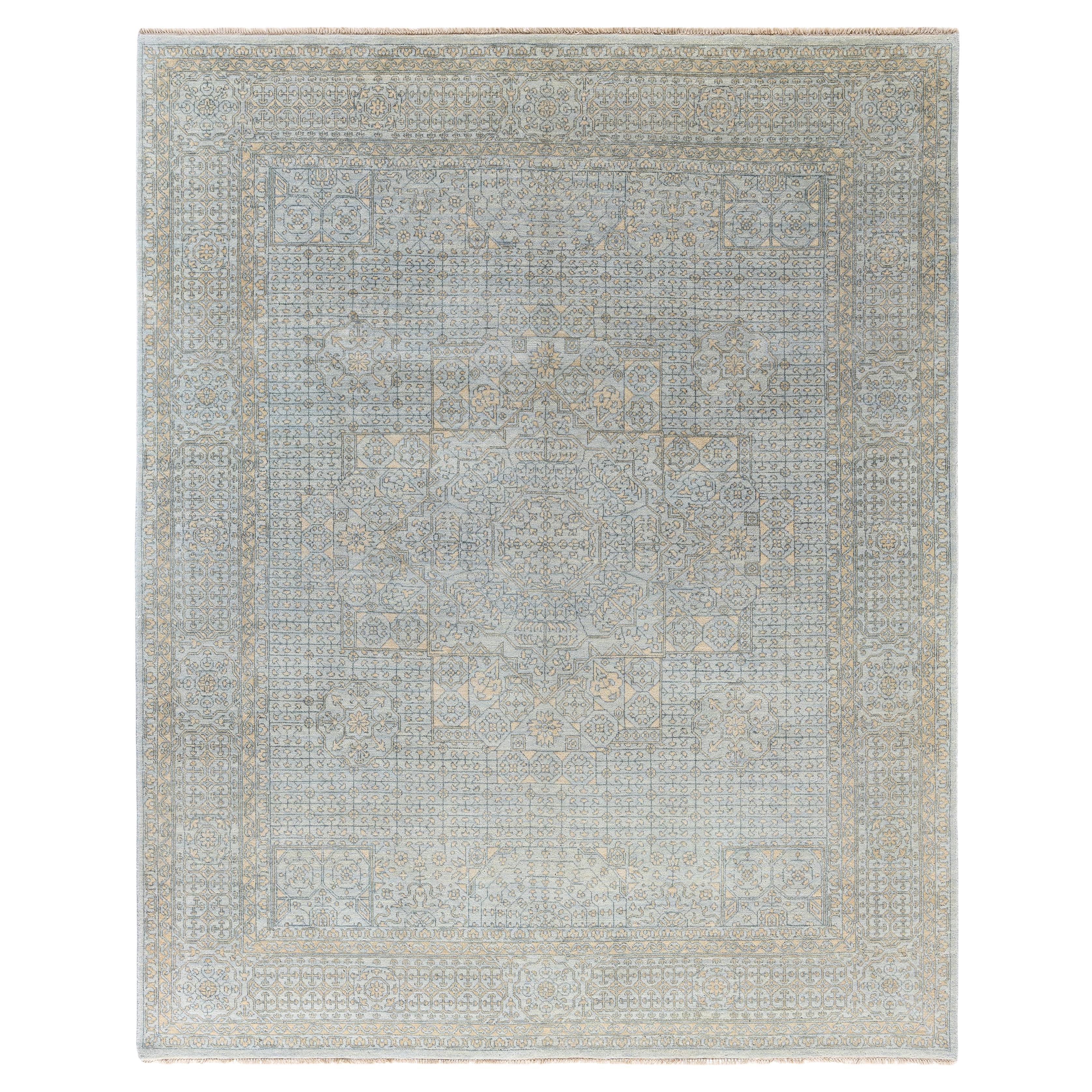 Alfombra Tradicional Oriental de Lana Anudada a Mano Gris 8' 1" x 10' 1
