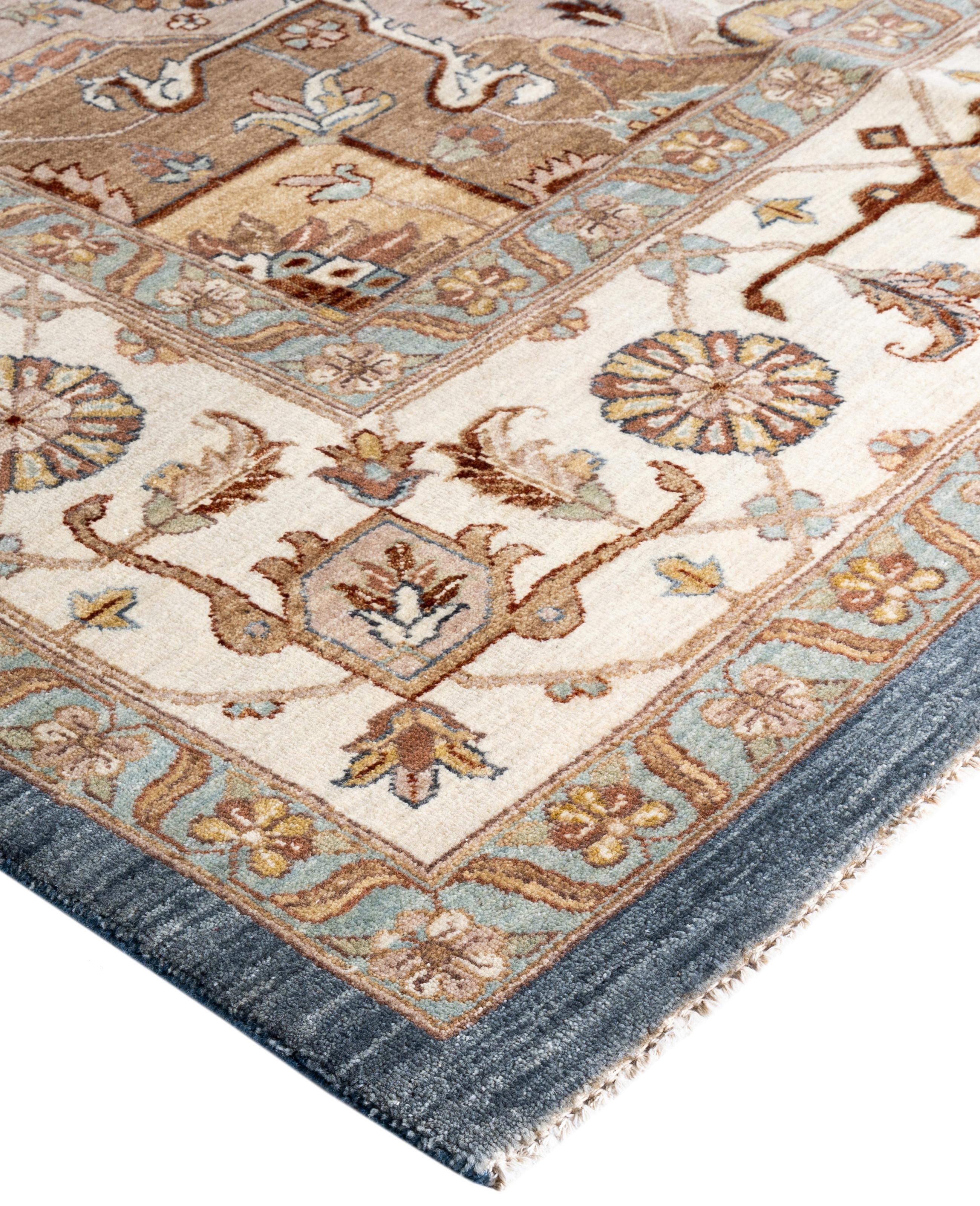 Originarias hace siglos de lo que hoy es Turquía, las alfombras Oushak son muy apreciadas por sus intrincados dibujos, sus colores exuberantes pero sutiles y su suave brillo. Estas alfombras continúan esa tradición. Anudados a mano con lana por