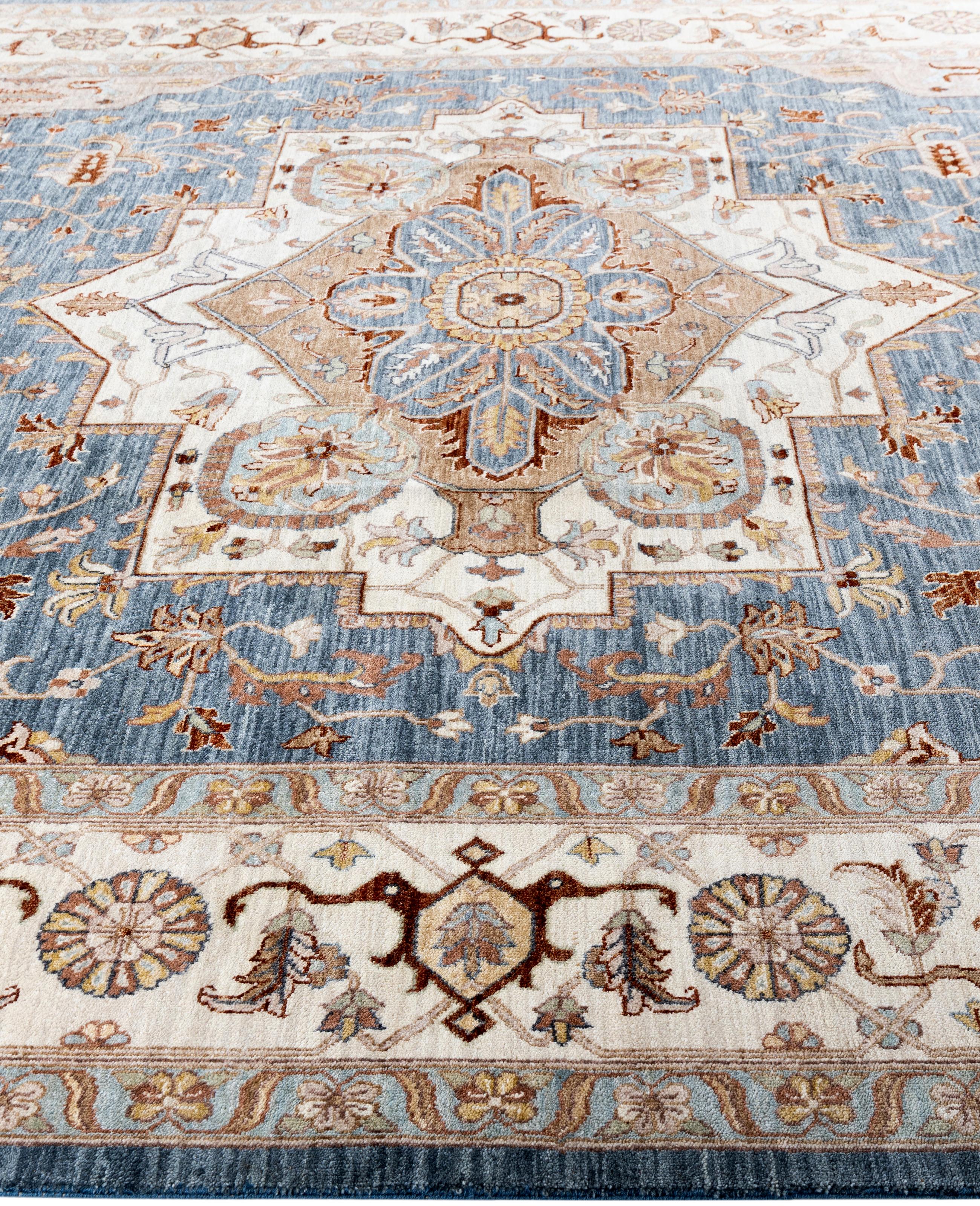Alfombra Tradicional Oriental de Lana Anudada a Mano Gris 9' 1