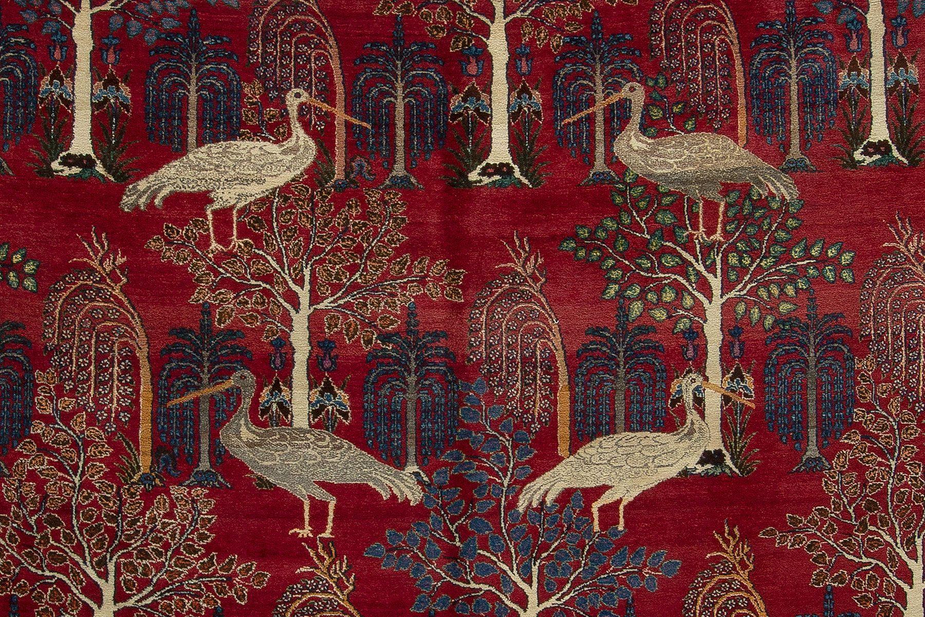  Persian Animal Crane Tabriz Willow Carpet For Sale 2