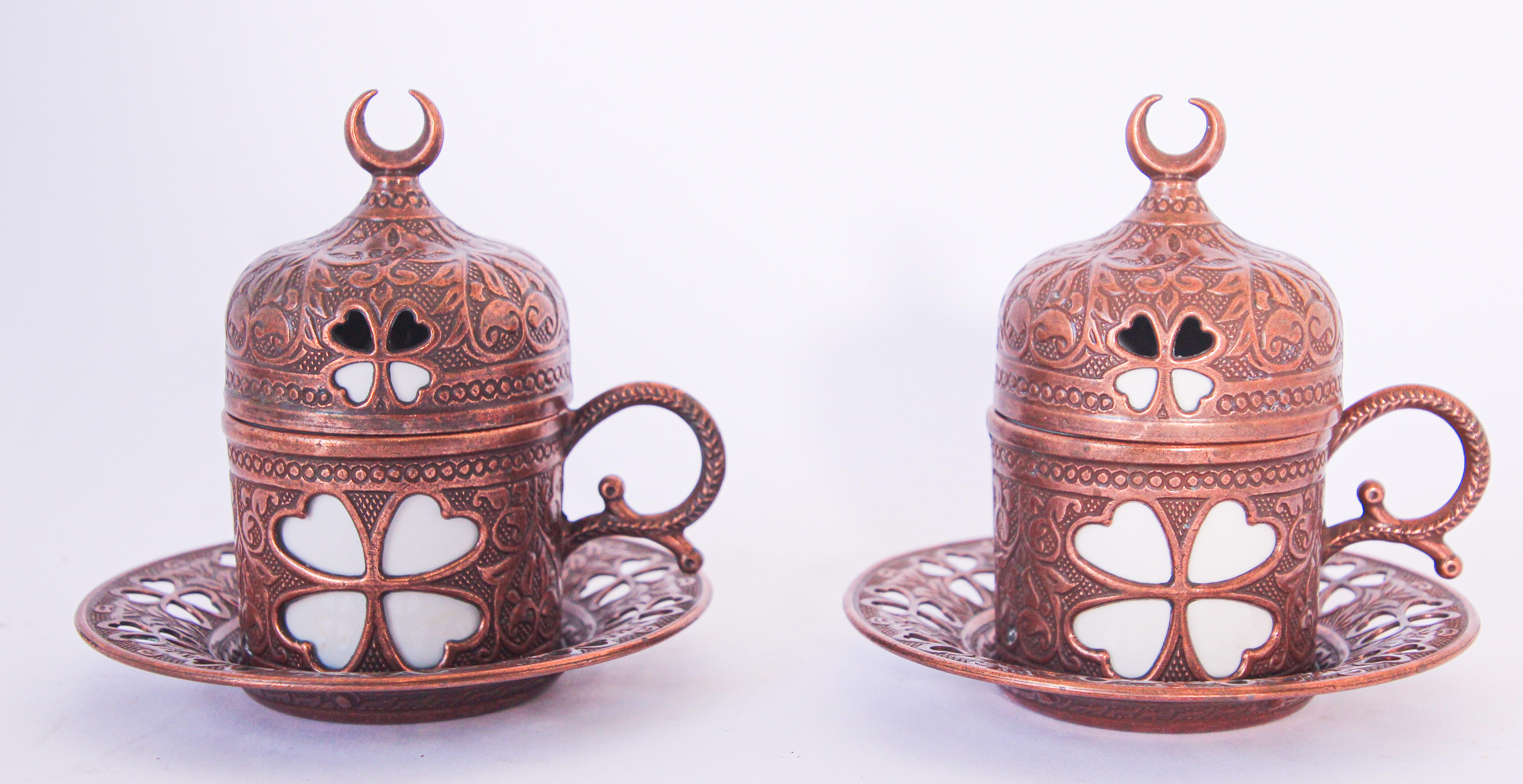 Traditional Ottoman Turkish Copper Coffee Set 4