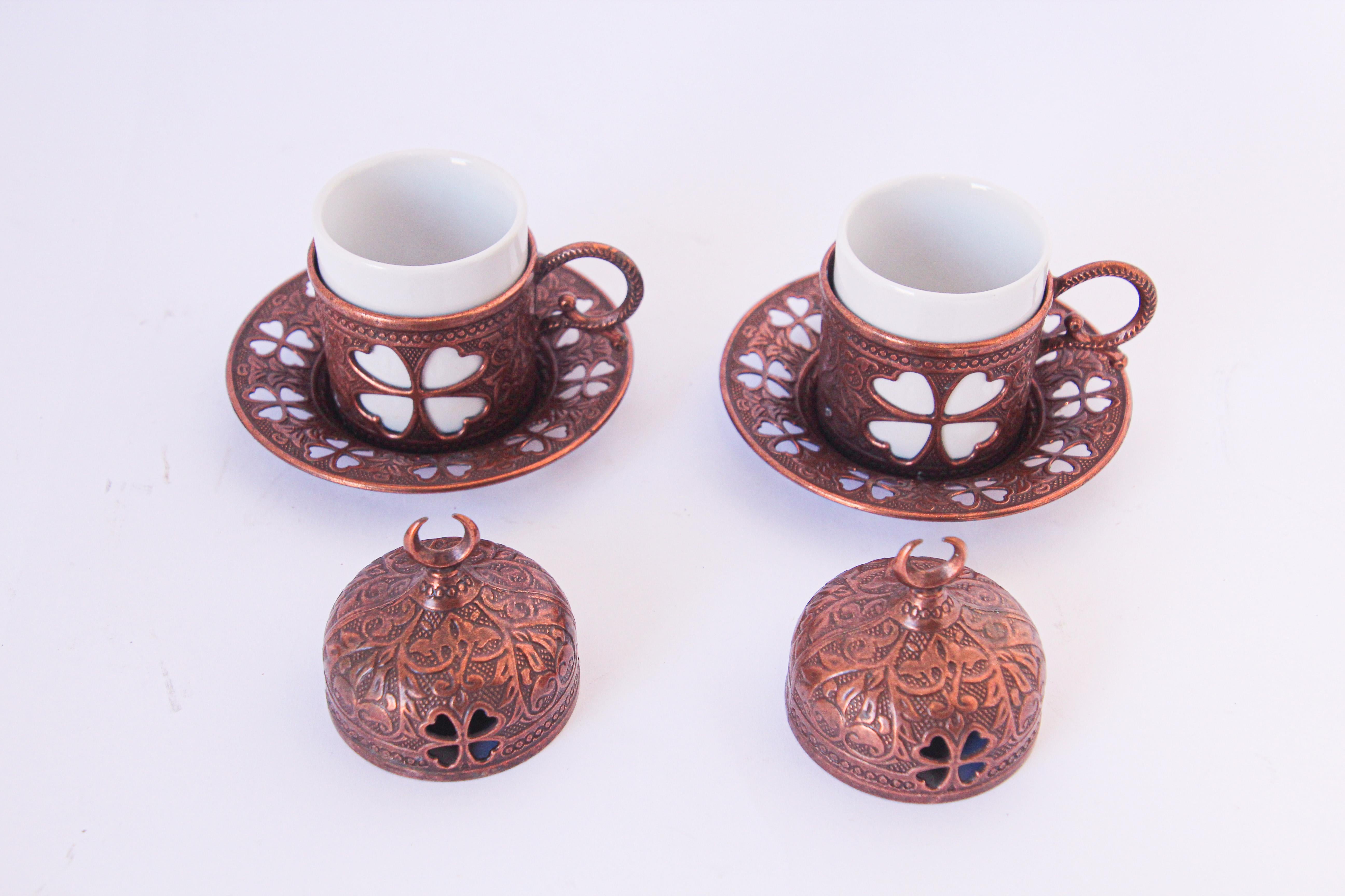 Traditional Ottoman Turkish Copper Coffee Set 5