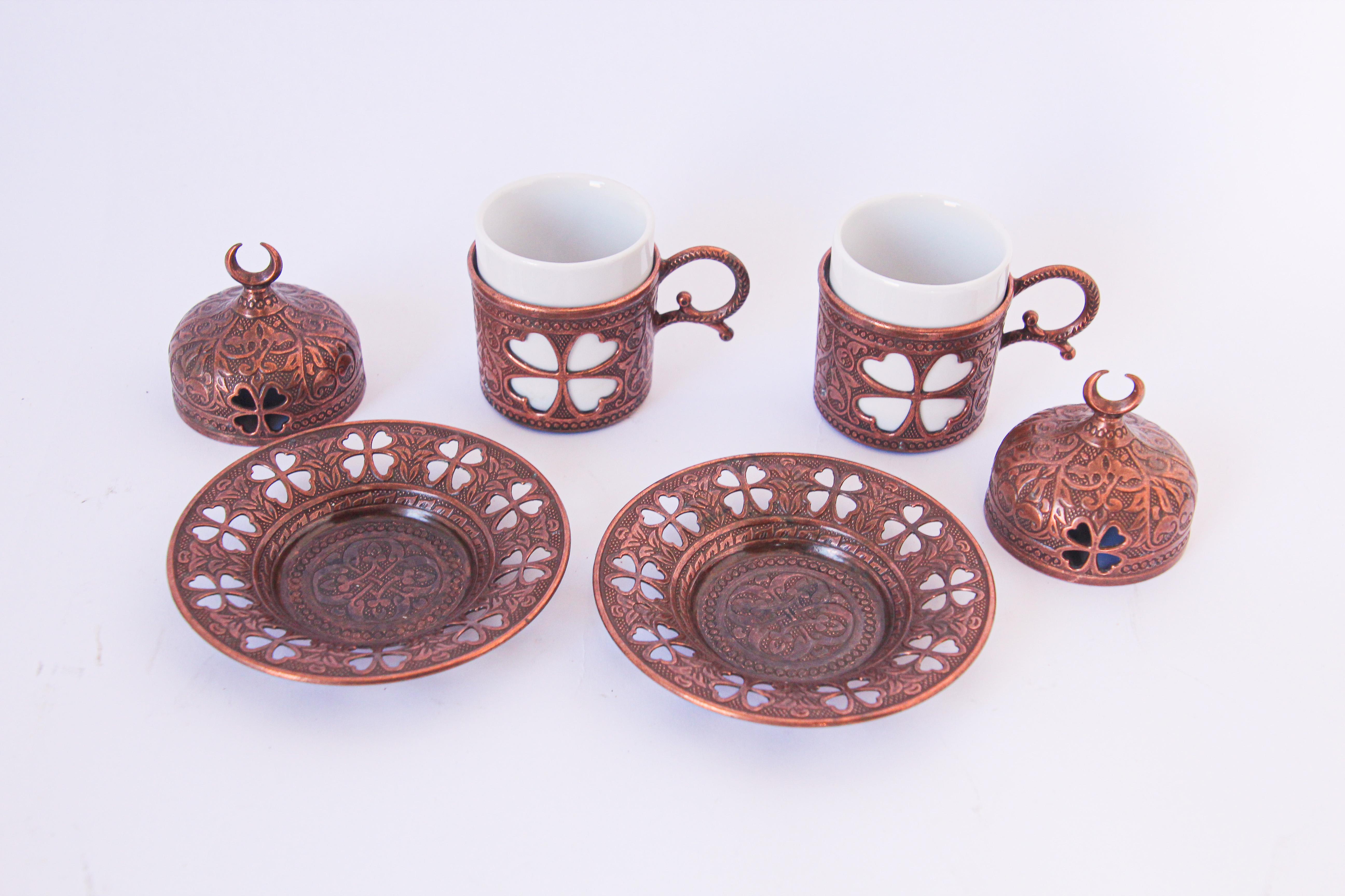 Traditional Ottoman Turkish Copper Coffee Set 6