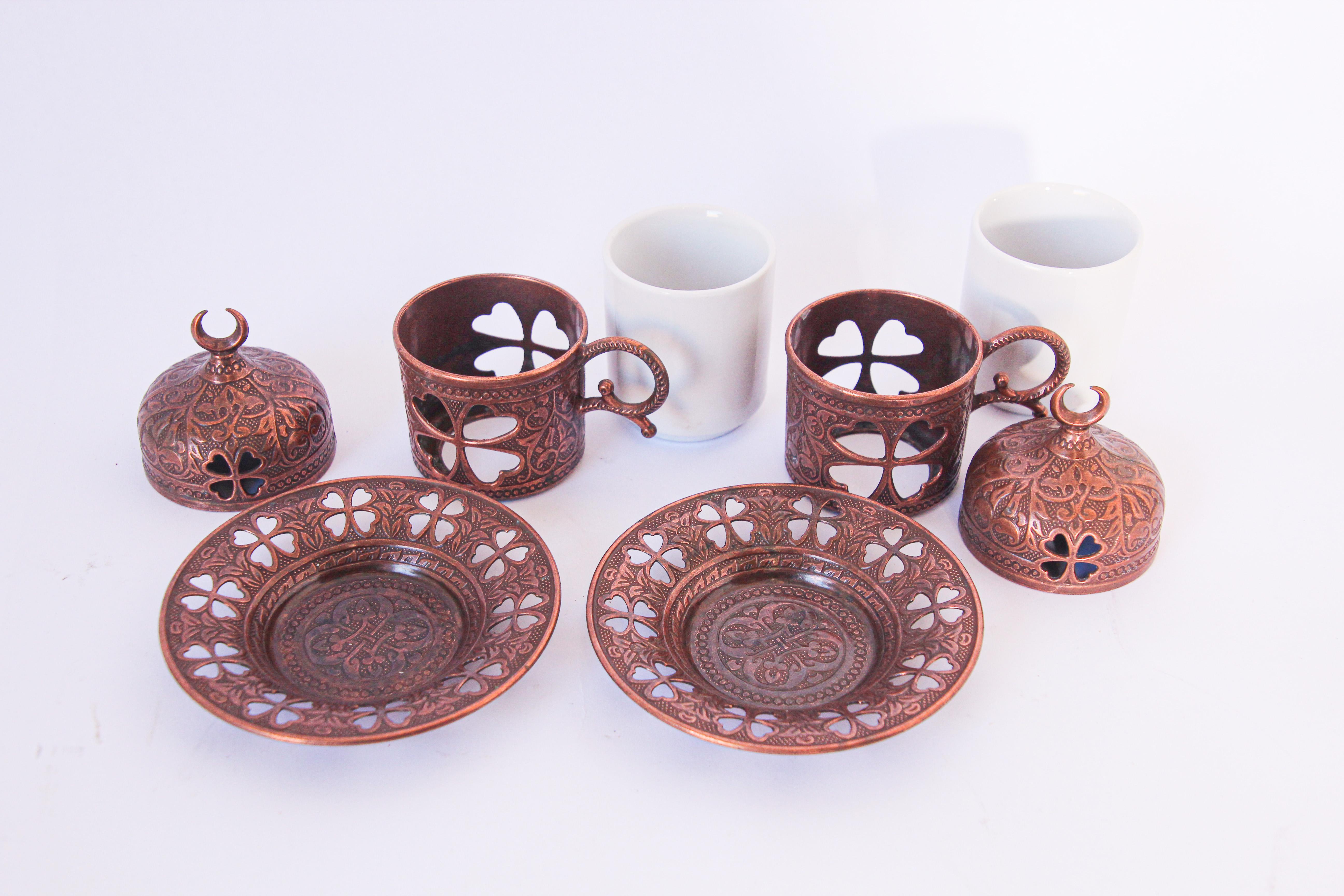 Traditional Ottoman Turkish Copper Coffee Set 7