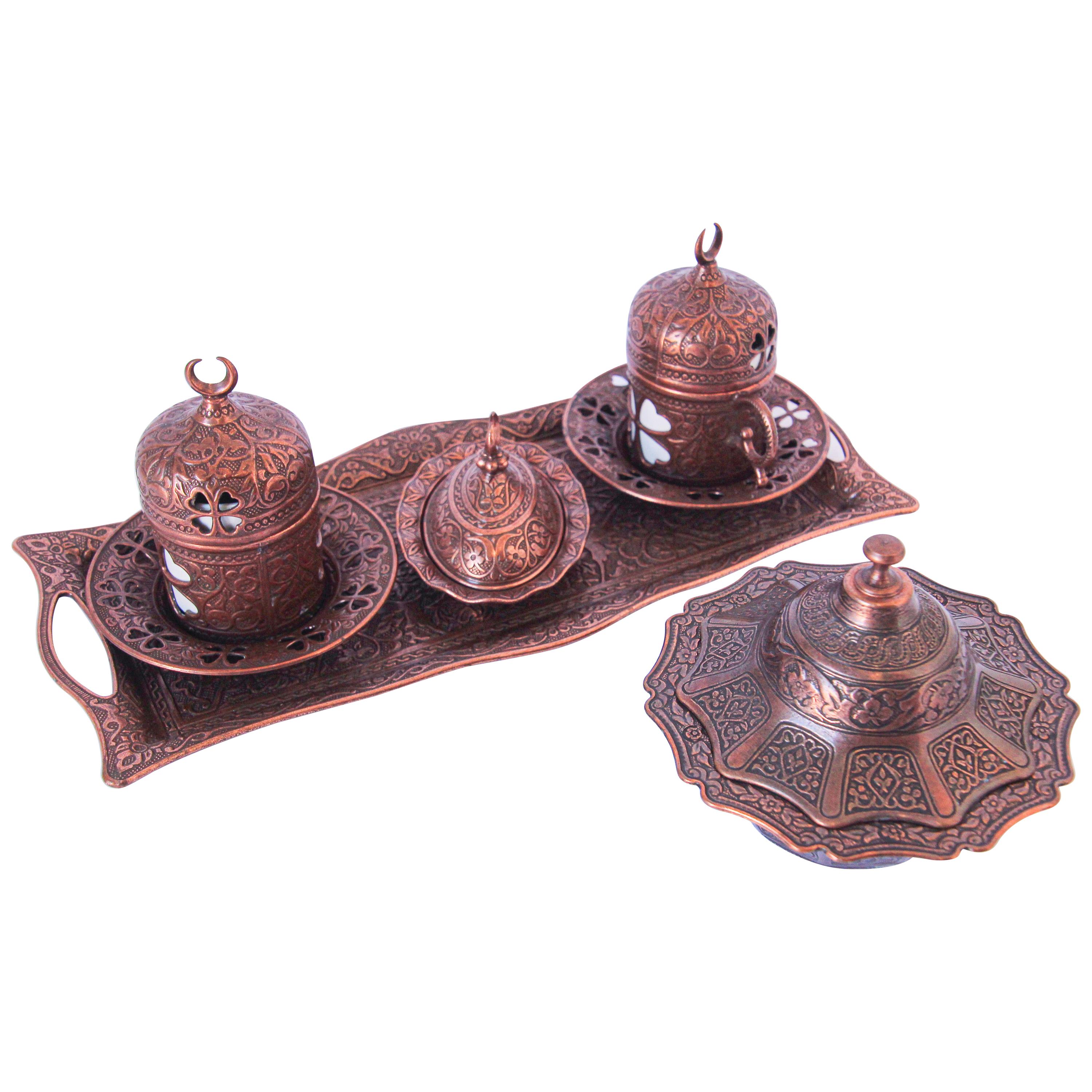 Traditional Ottoman Turkish Copper Coffee Set