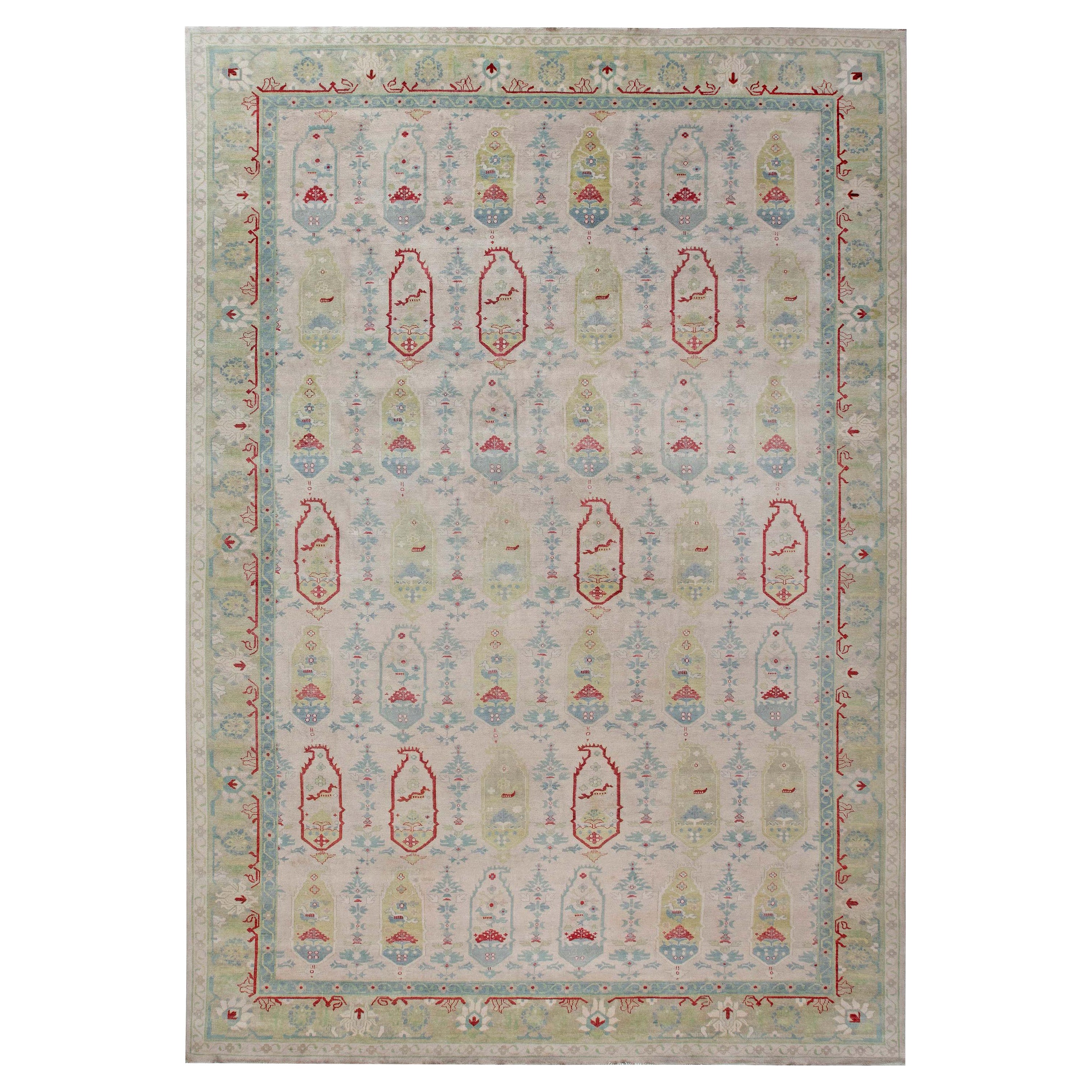 Traditional Oushak Design Handmade Wool Rug by Doris Leslie Blau For Sale