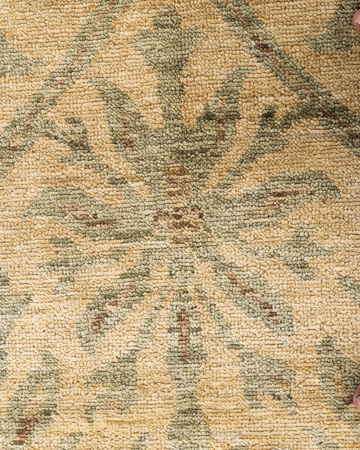 Indiano Traditional Oushak Hand Knots Rugs floreale in lana beige 8' 2