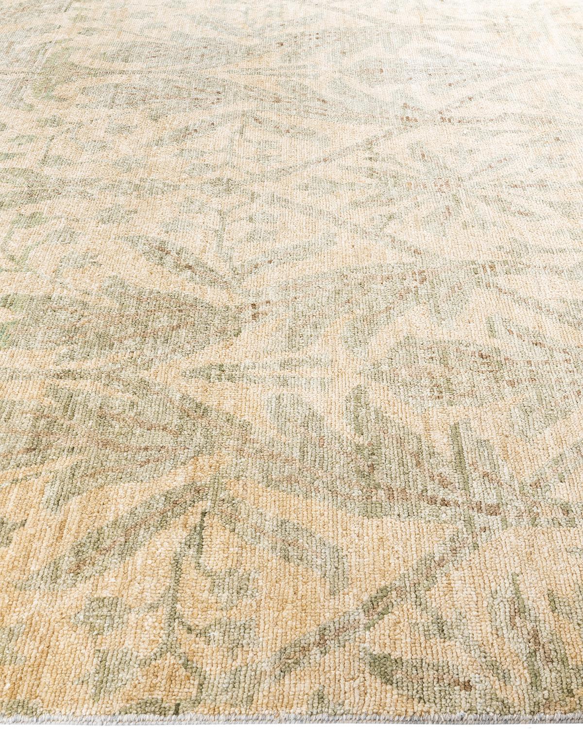 Annodato a mano Traditional Oushak Hand Knots Rugs floreale in lana beige 8' 2