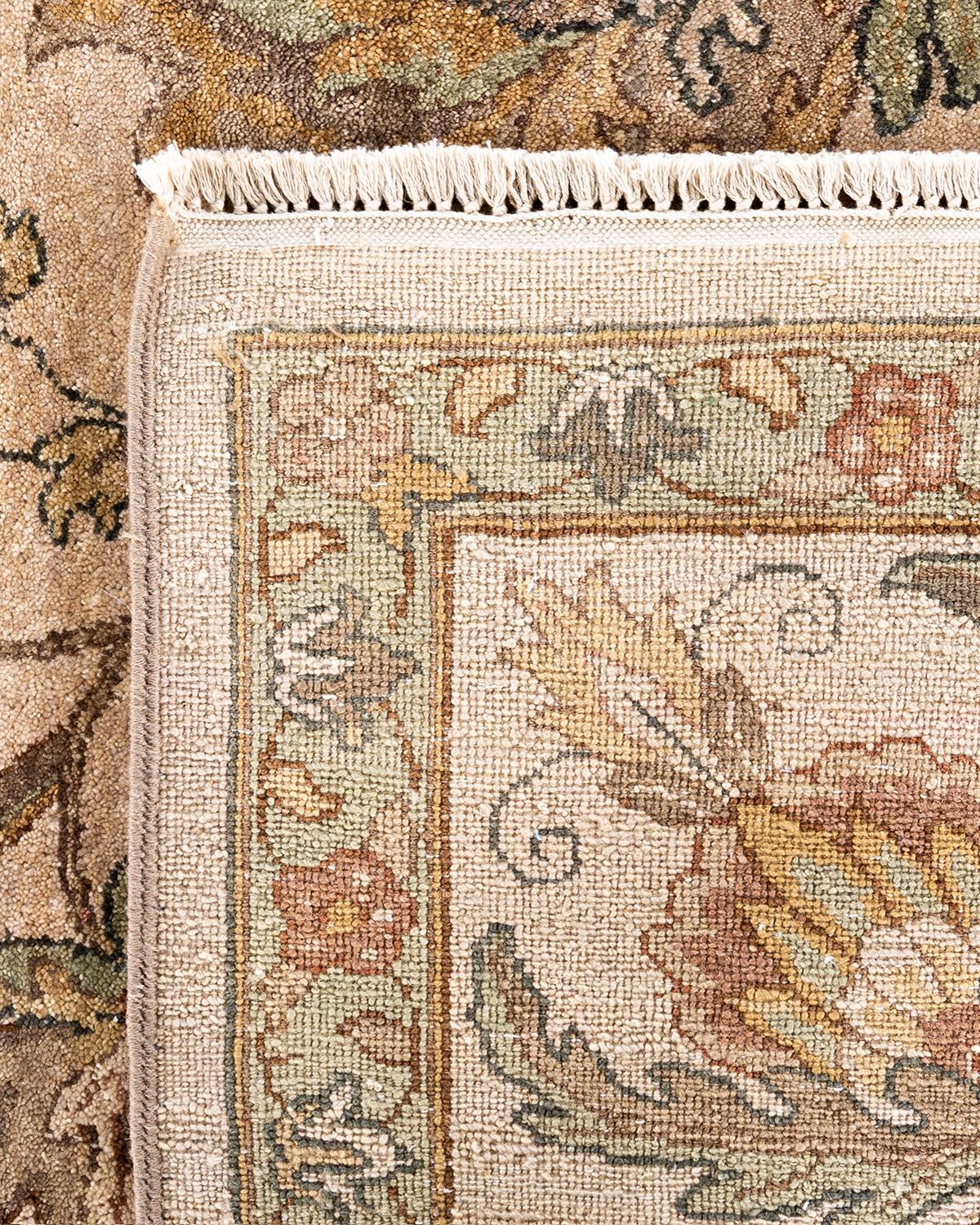 Traditional Oushak Hand Knotted Floral Wool Beige Area Rug 9' 0