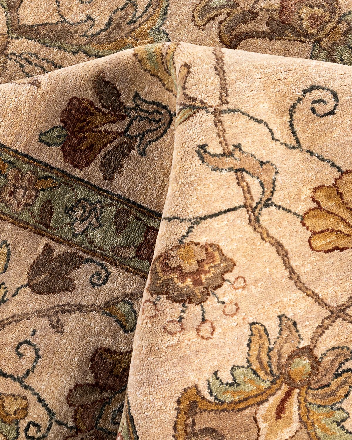 Traditional Oushak Hand Knotted Floral Wool Beige Area Rug 9' 0