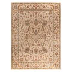 Traditional Oushak Hand Knotted Floral Wool Beige Area Rug 9' 0" x 11' 10"