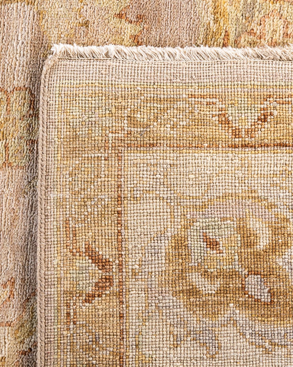 Traditional Oushak Hand Knotted Floral Wool Brown Area Rug 9' 2