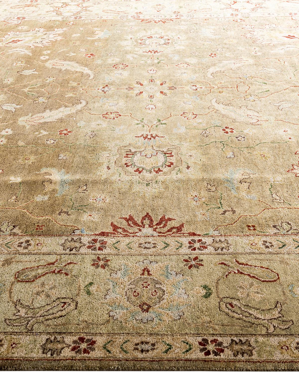 Annodato a mano Traditional Oushak Hand Knots Rugs Floral Wool Brown Area Rug 9' 2