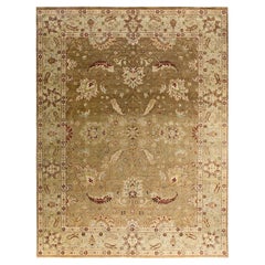 Traditional Oushak Hand Knotted Floral Wool Brown Area Rug 9' 2" x 12' 2"