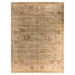 Traditional Oushak Hand Knotted Floral Wool Brown Area Rug 9' 3" x 12' 3"