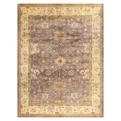 Traditional Oushak Hand Knotted Floral Wool Brown Area Rug 9' 4" x 12' 3"