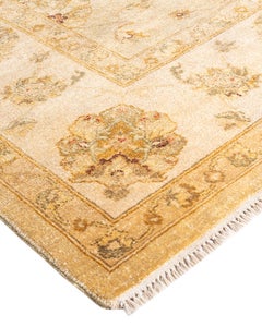 Traditional Oushak Hand Knotted Floral Wool Gold Area Rug 8' 1" x 10' 0"