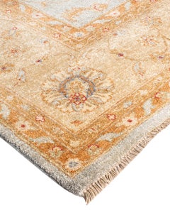 Traditional Oushak Hand Knotted Floral Wool Gold Area Rug 8' 10" x 12' 0"