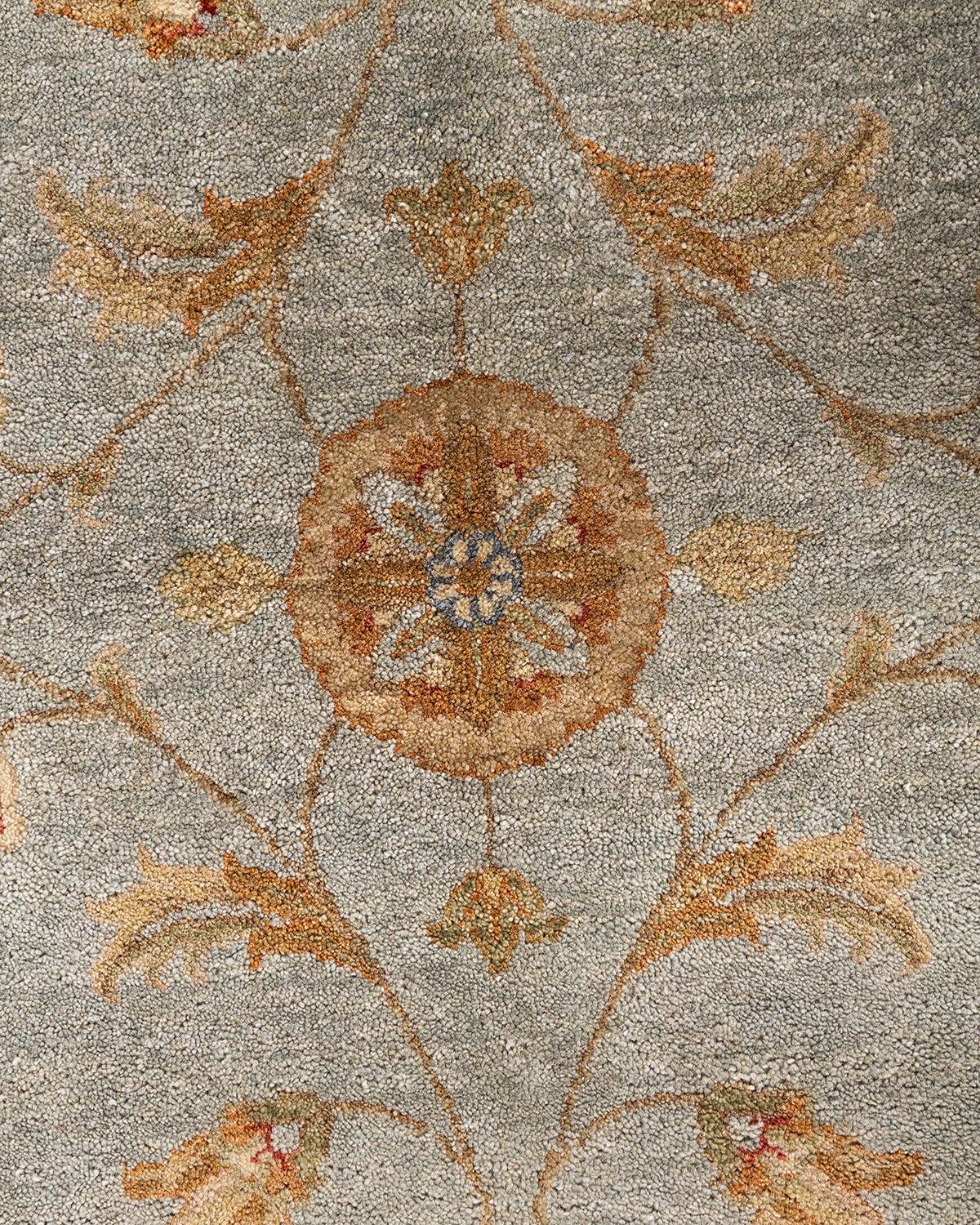 Indian Traditional Oushak Hand Knotted Floral Wool Gold Area Rug 8' 10