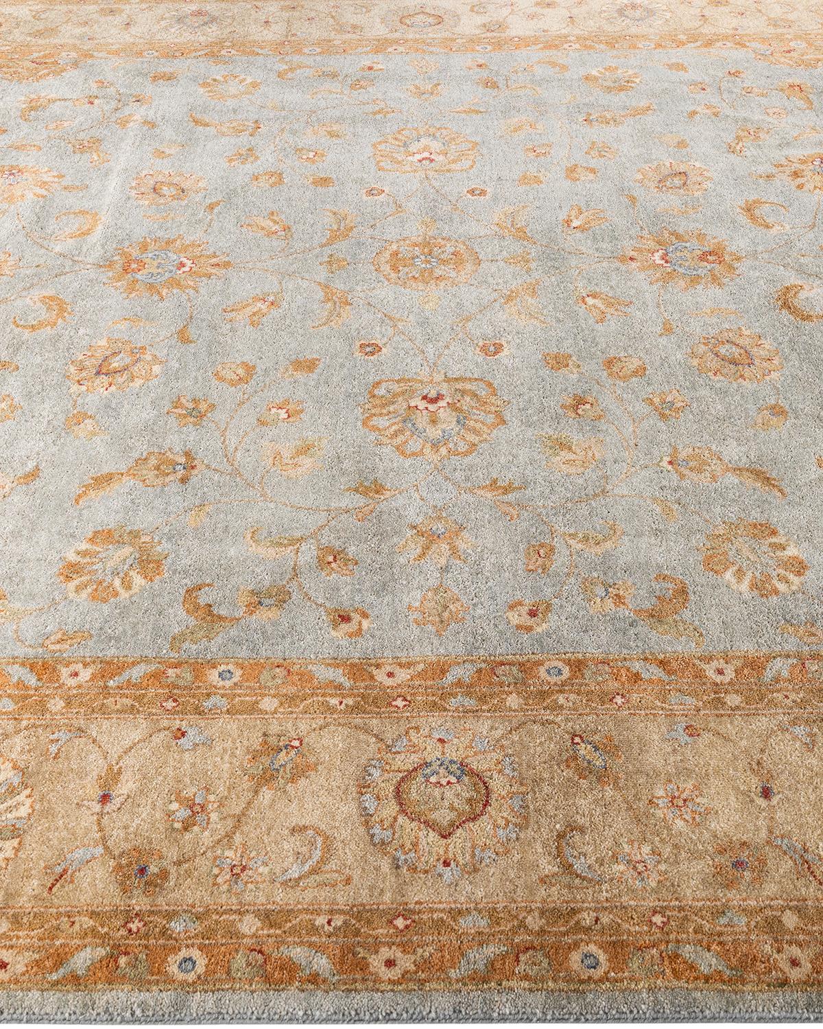 Hand-Knotted Traditional Oushak Hand Knotted Floral Wool Gold Area Rug 8' 10