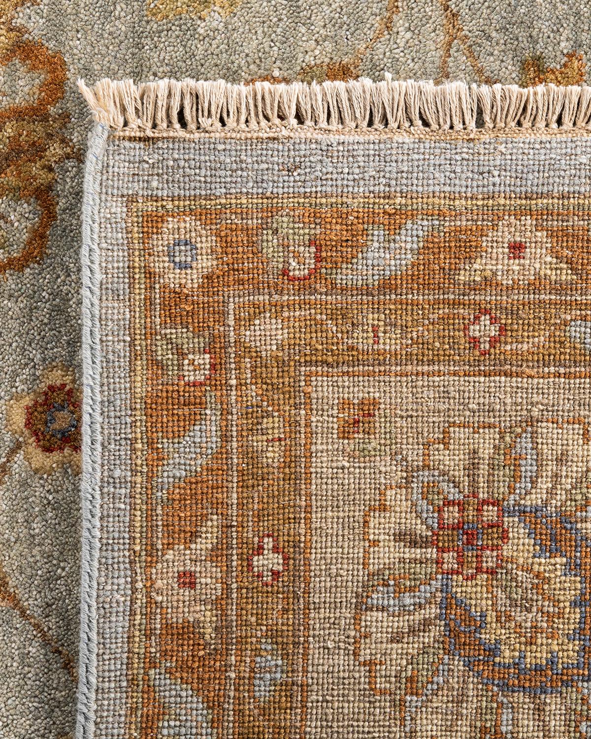 Traditional Oushak Hand Knotted Floral Wool Gold Area Rug 8' 10