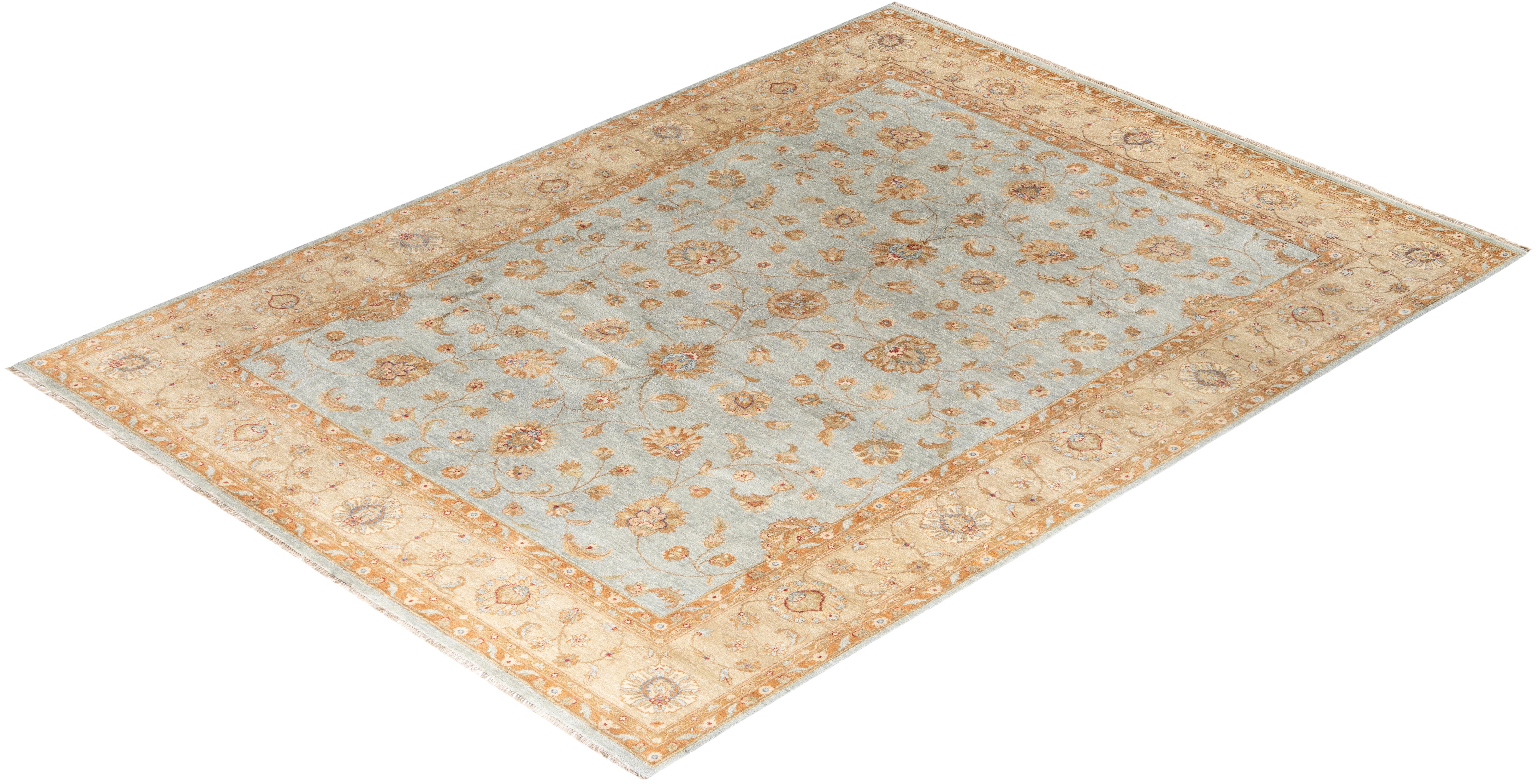 Traditional Oushak Hand Knotted Floral Wool Gold Area Rug 8' 10