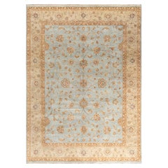 Traditional Oushak Hand Knotted Floral Wool Gold Area Rug 8' 10" x 12' 0"