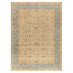 Traditional Oushak Hand Knotted Floral Wool Gold Area Rug 9' 1" x 12' 2"