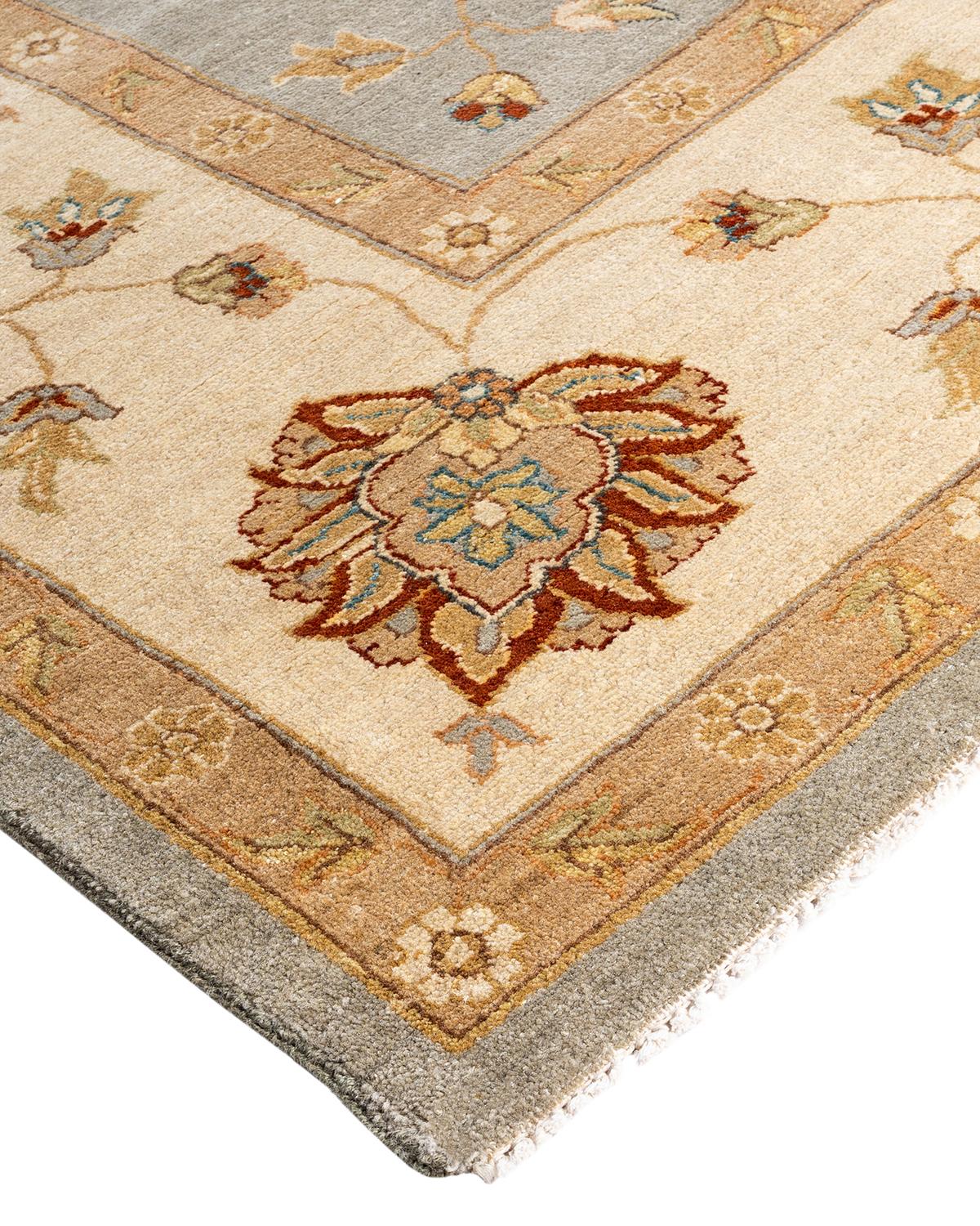 Originating centuries ago in what is now Turkey, Oushak rugs have long been sought after for their intricate patterns, lush yet subtle colors, and soft luster. These rugs continue that tradition. Hand-knotted of wool by skilled artisans, they will