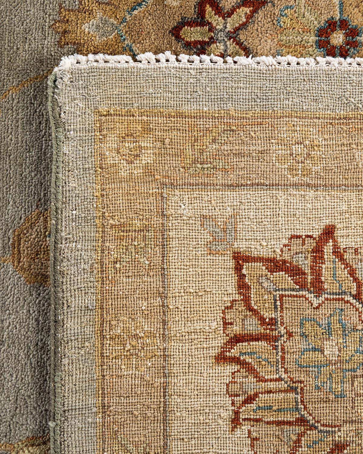 Traditional Oushak Hand Knotted Floral Wool Gray Area Rug 9' 0