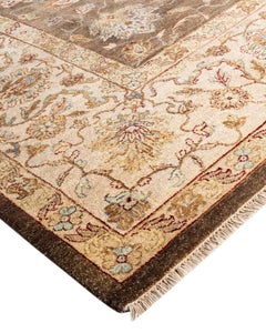 Traditional Oushak Hand Knotted Floral Wool Green Area Rug 8' 2" x 9' 9"