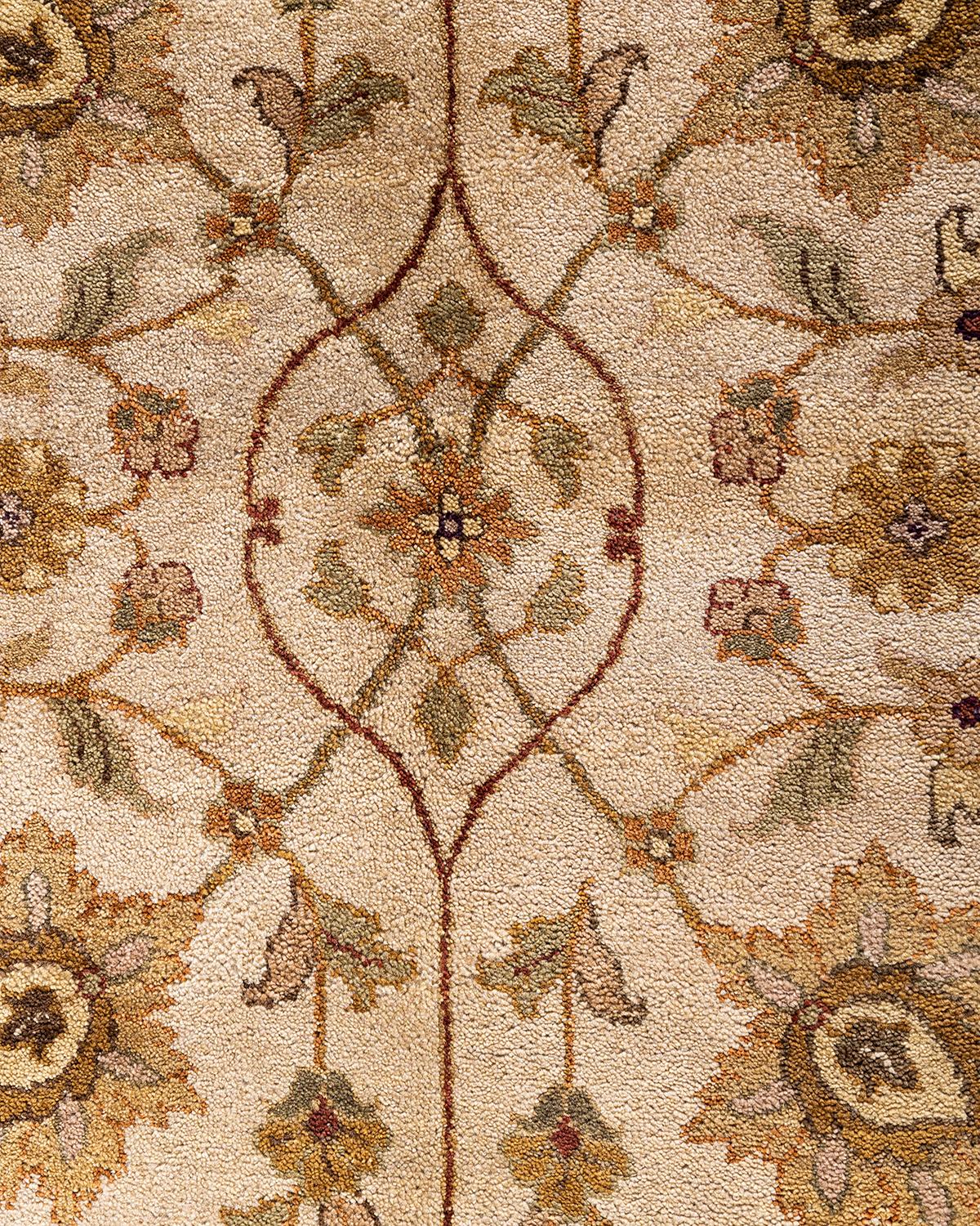 Indian Traditional Oushak Hand Knotted Floral Wool Ivory Area Rug 8' 10