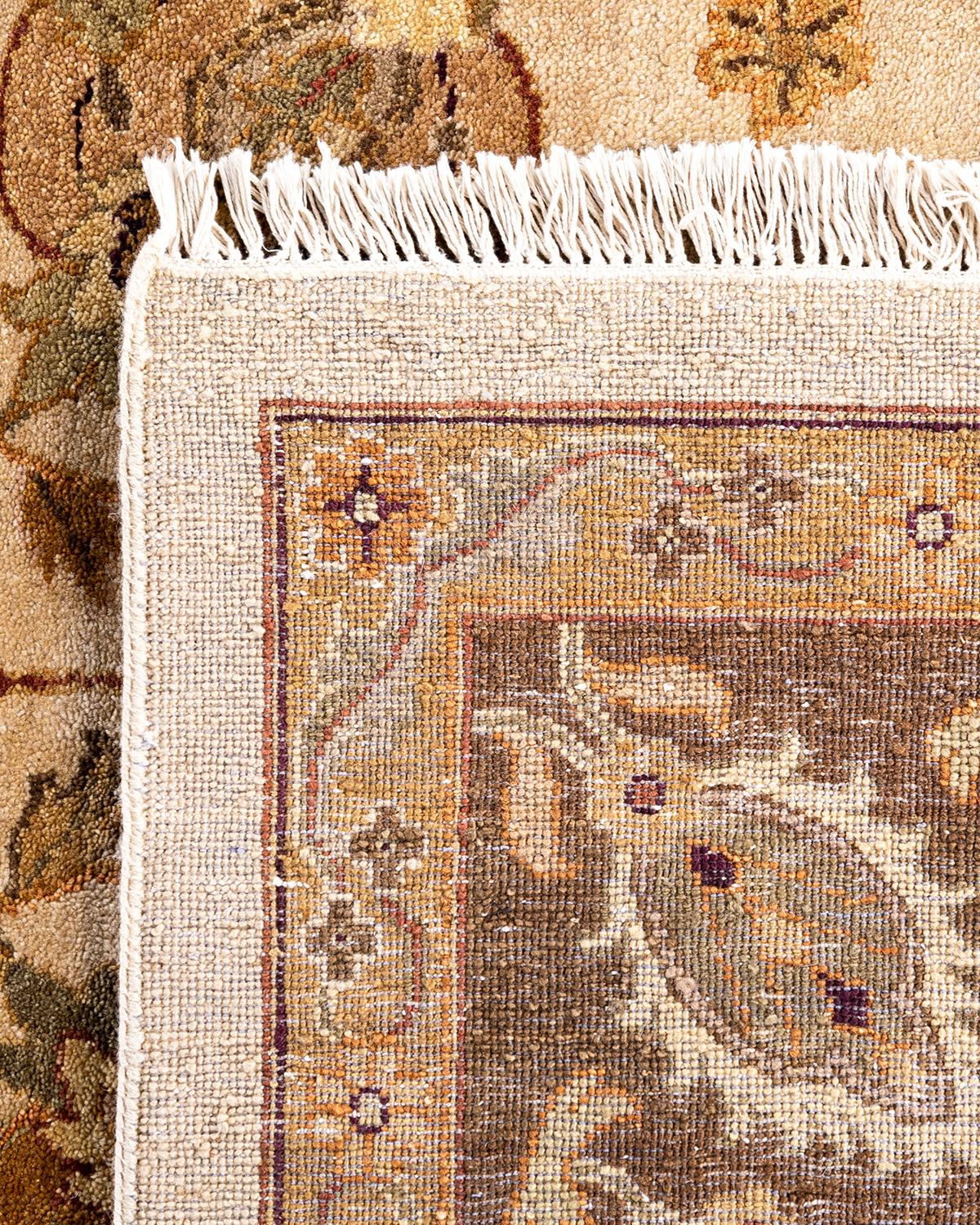 Traditional Oushak Hand Knotted Floral Wool Ivory Area Rug 8' 10