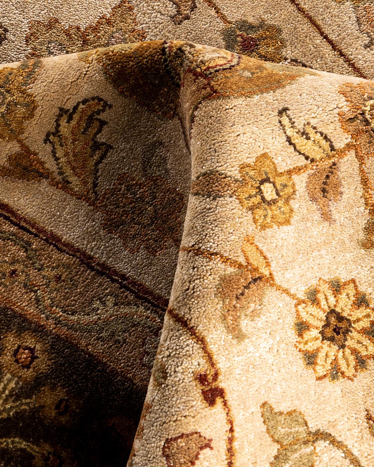 Traditional Oushak Hand Knotted Floral Wool Ivory Area Rug 8' 10