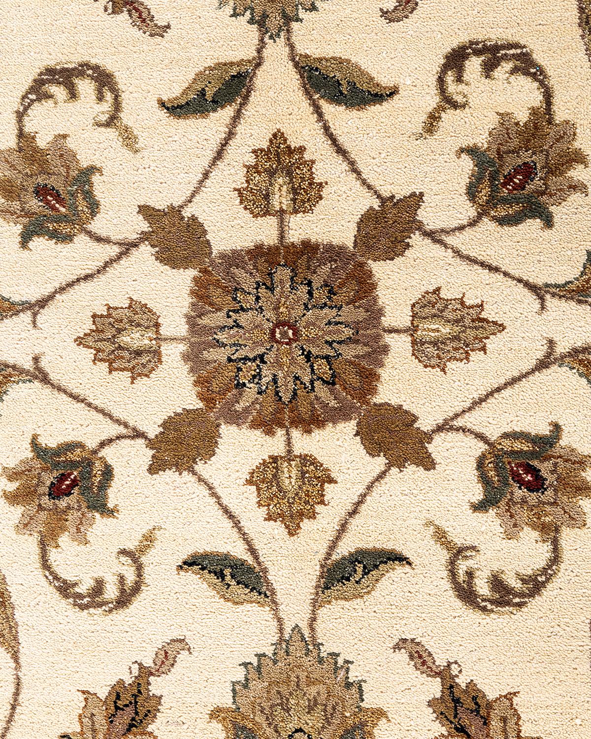 Indian Traditional Oushak Hand Knotted Floral Wool Ivory Area Rug 9' 0