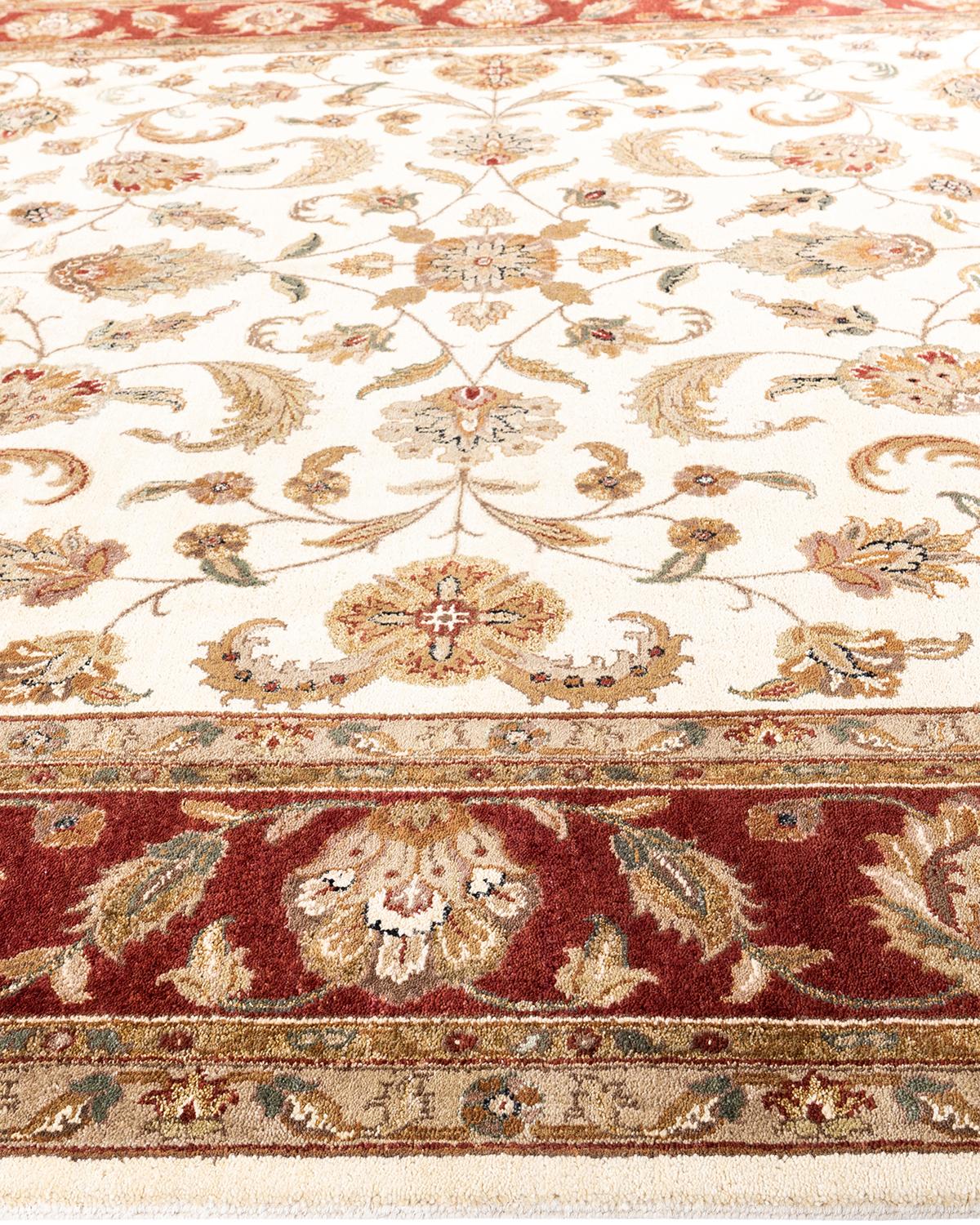 Hand-Knotted Traditional Oushak Hand Knotted Floral Wool Ivory Area Rug 9' 0