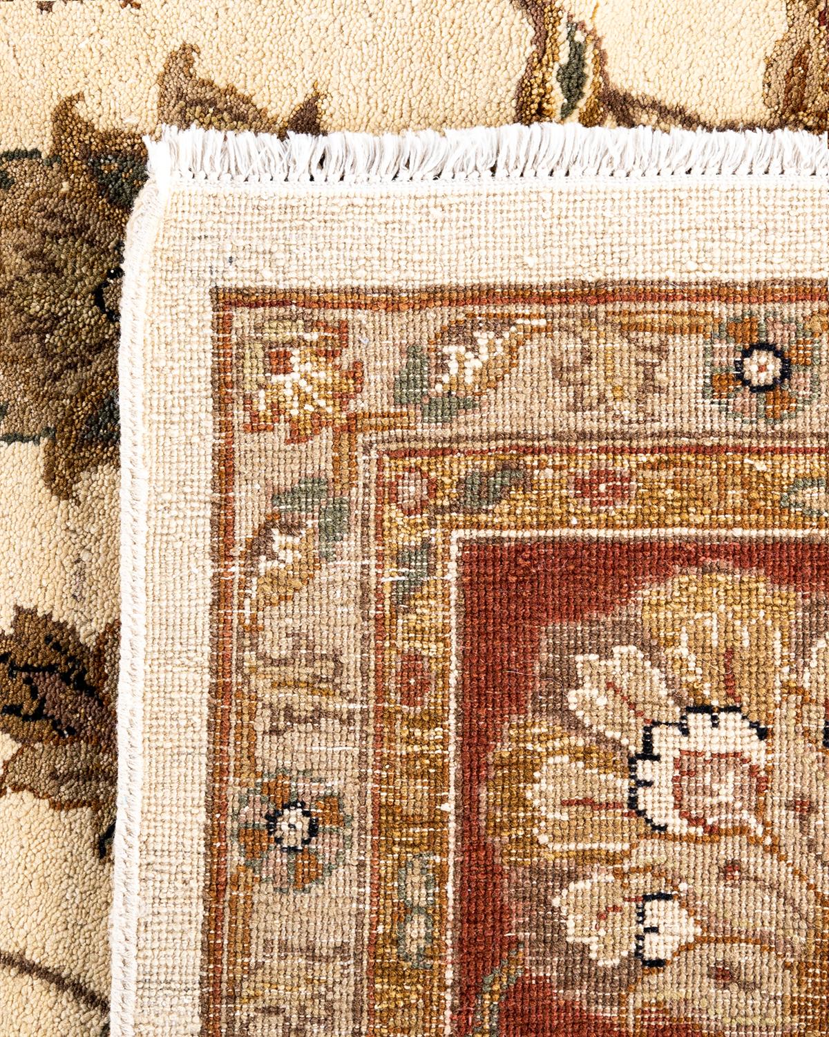 Traditional Oushak Hand Knotted Floral Wool Ivory Area Rug 9' 0