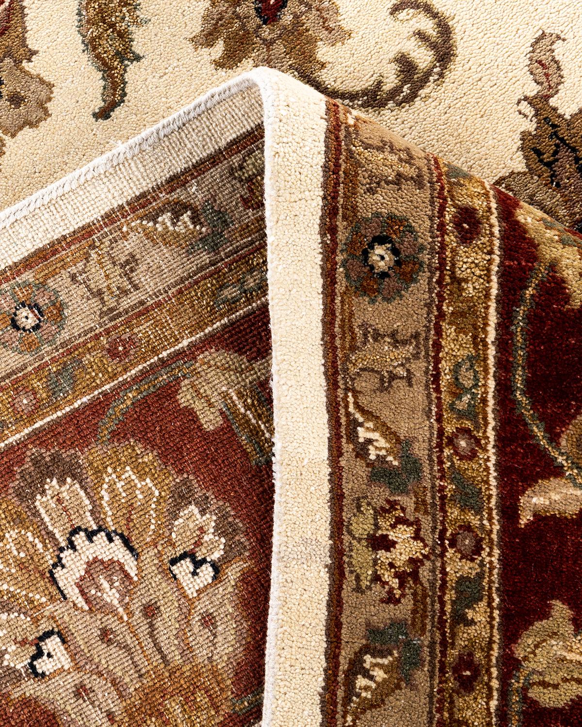 Contemporary Traditional Oushak Hand Knotted Floral Wool Ivory Area Rug 9' 0