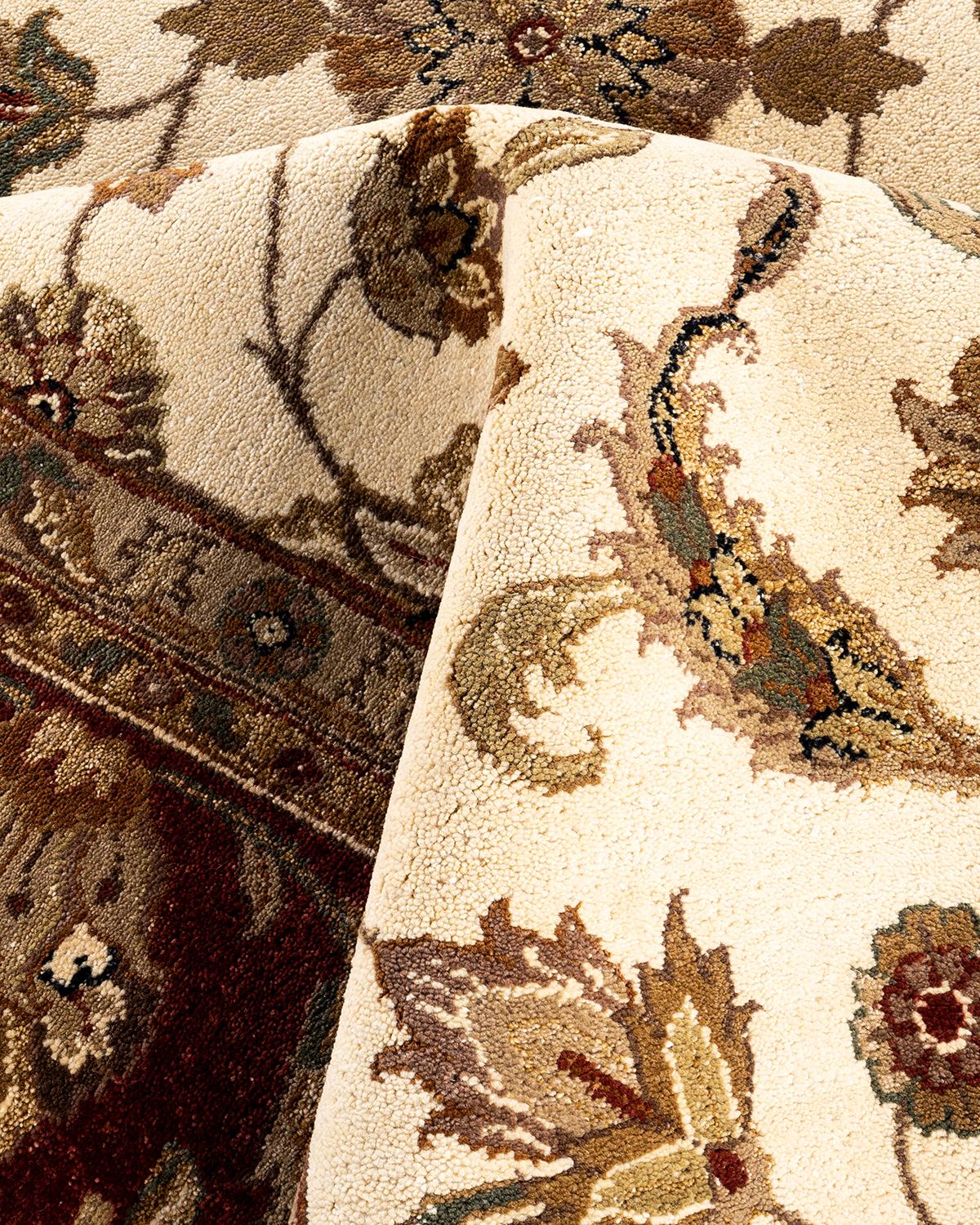Traditional Oushak Hand Knotted Floral Wool Ivory Area Rug 9' 0
