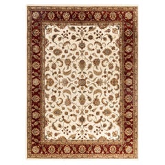 Traditional Oushak Hand Knotted Floral Wool Ivory Area Rug 9' 0" x 11' 10"