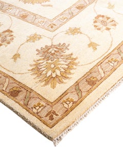 Traditional Oushak Hand Knotted Floral Wool Ivory Area Rug 9' 2" x 12' 1"
