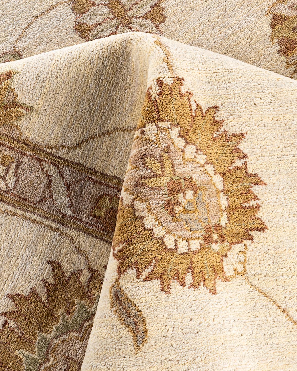 Lana Traditional Oushak Hand Knots Rugs floreale in lana avorio 9' 2