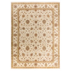 Traditional Oushak Hand Knotted Floral Wool Ivory Area Rug 9' 2" x 12' 4"