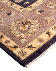 Traditional Oushak Hand Knotted Floral Wool Navy Area Rug 9' 0" x 12' 7"