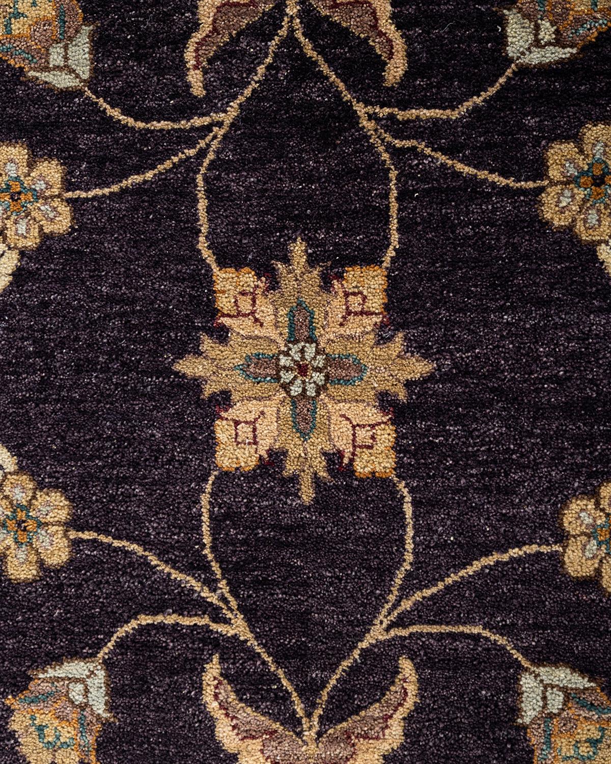 Indien Tapis traditionnel d'Oushak noué à la main en laine bleu marine 9' 0