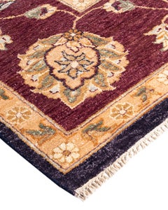 Traditional Oushak Hand Knotted Floral Wool Purple Area Rug 8' 1" x 10' 1"