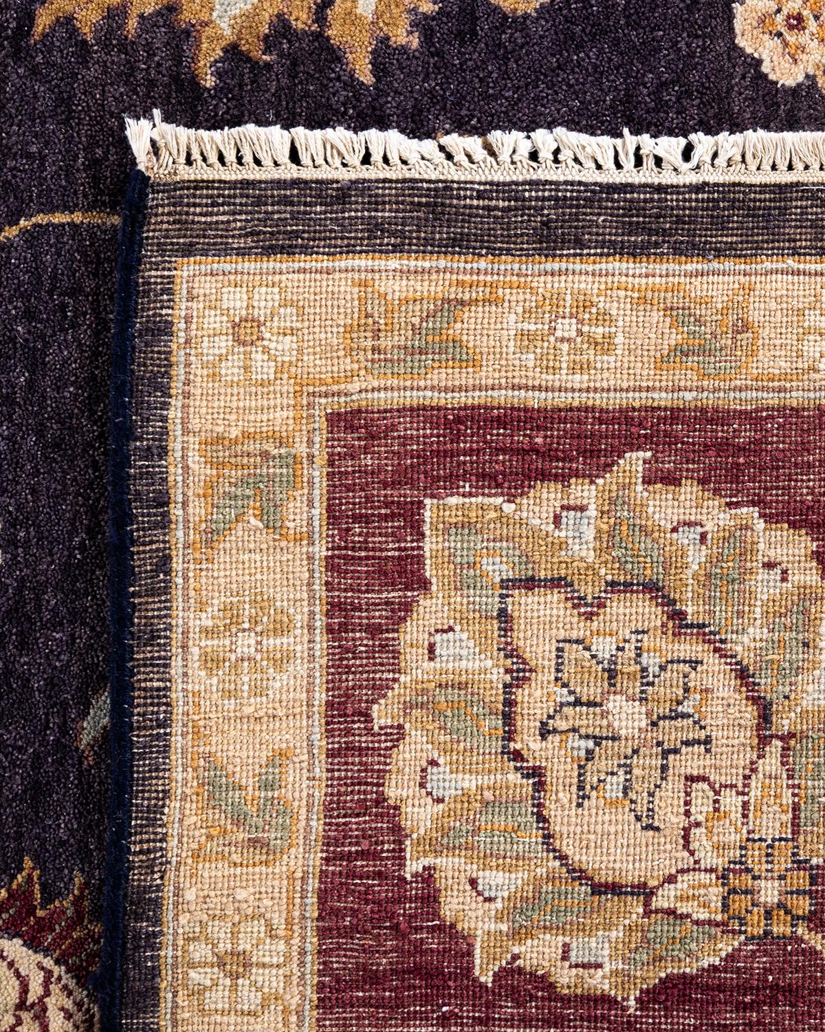 Traditionnel Oushak Tapis floral en laine pourpre noué à la main 8' 1