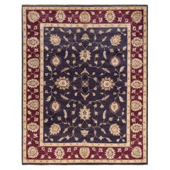 Traditioneller handgeknüpfter Oushak-Teppich aus geblümter Wolle in Violett 8' 1" x 10' 1"